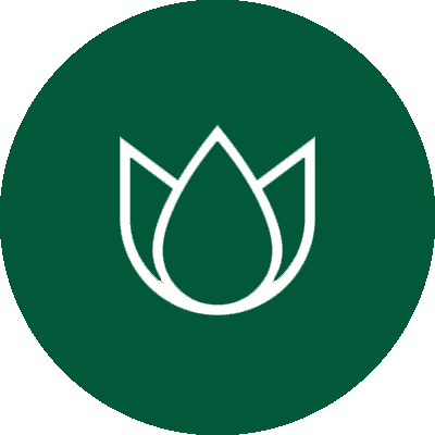 A green circle with an image of a water drop.